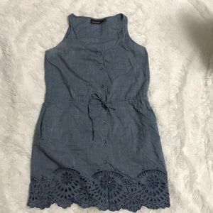 Chambray tie waist dress with pockets